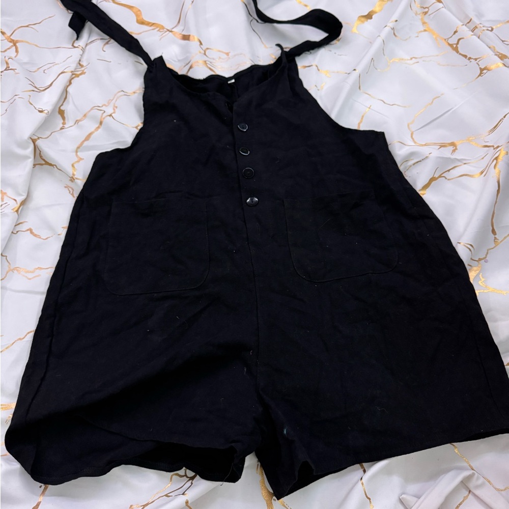 Stylish Black Button-Up Romper - image 1